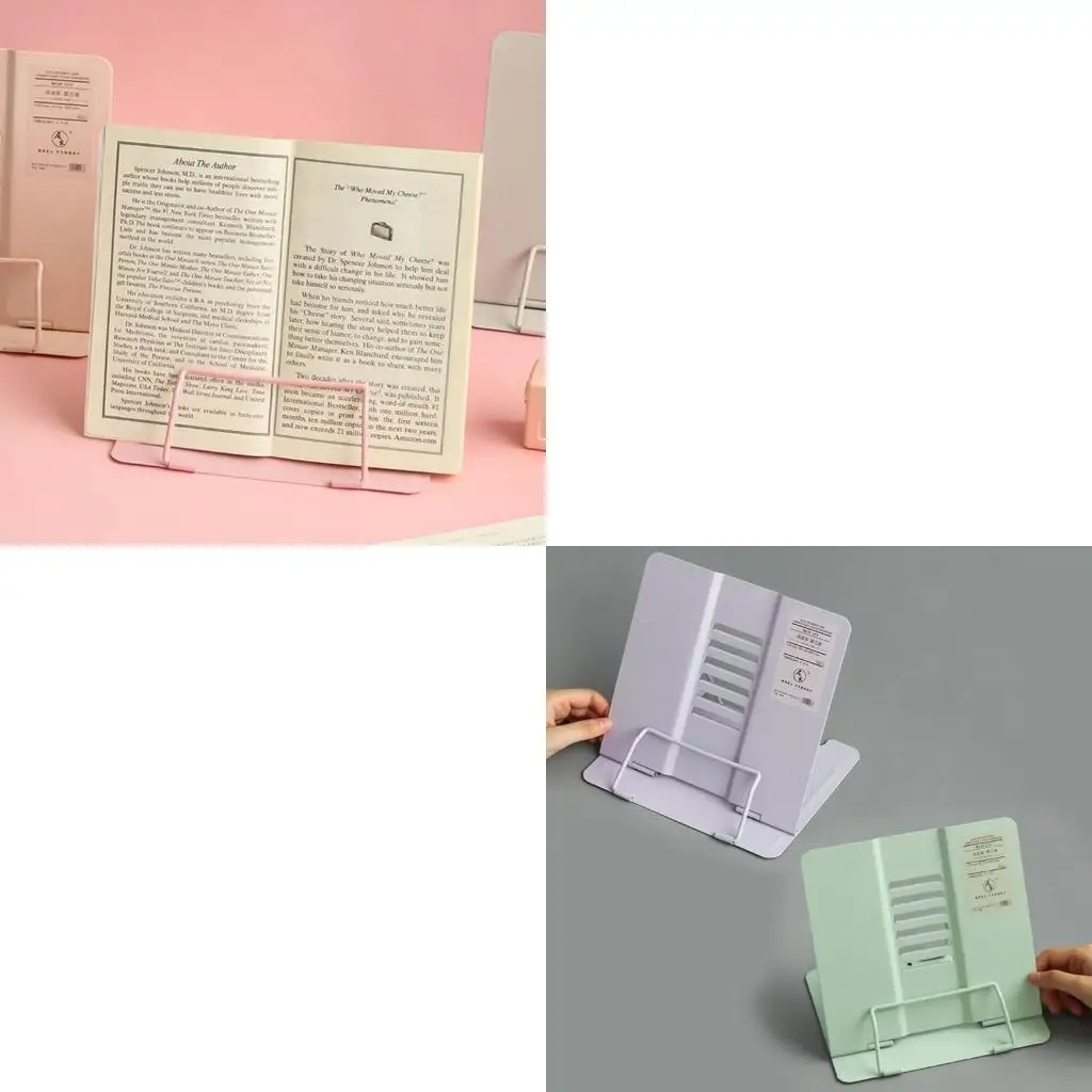 

F42D Morandi Adjustable Metal Reading Book Holder Bookend Support Document Shelf Tablet Music Score Recipe Stand