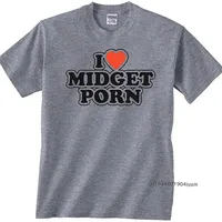 Men's Cotton Crew Neck Short Sleeve T-Shirt Funny I Love Midget Porn Graphic Tee Comfortable Breathable Casual Fashion Top