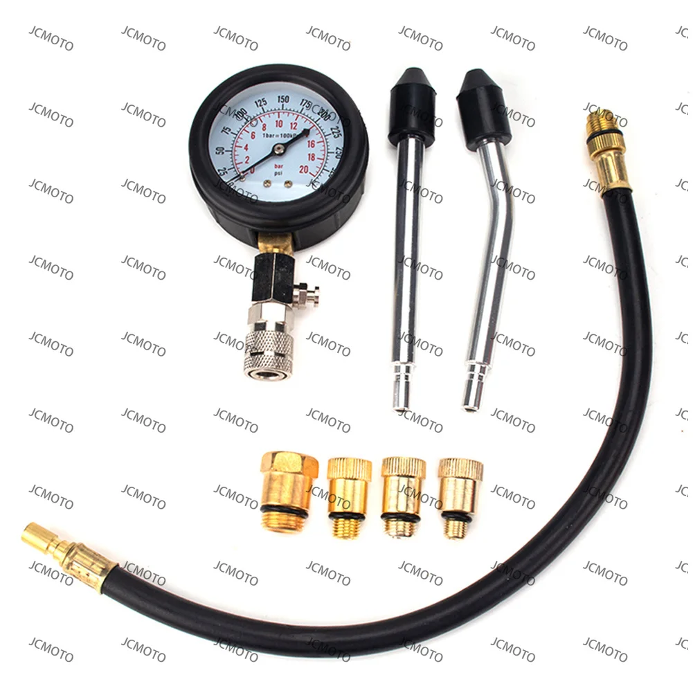 1 Automotive Tool Gauge Rubber + Brass + Iron Silver + Black Set Car Engine Compression Gauges Petrol Engine Cylinder