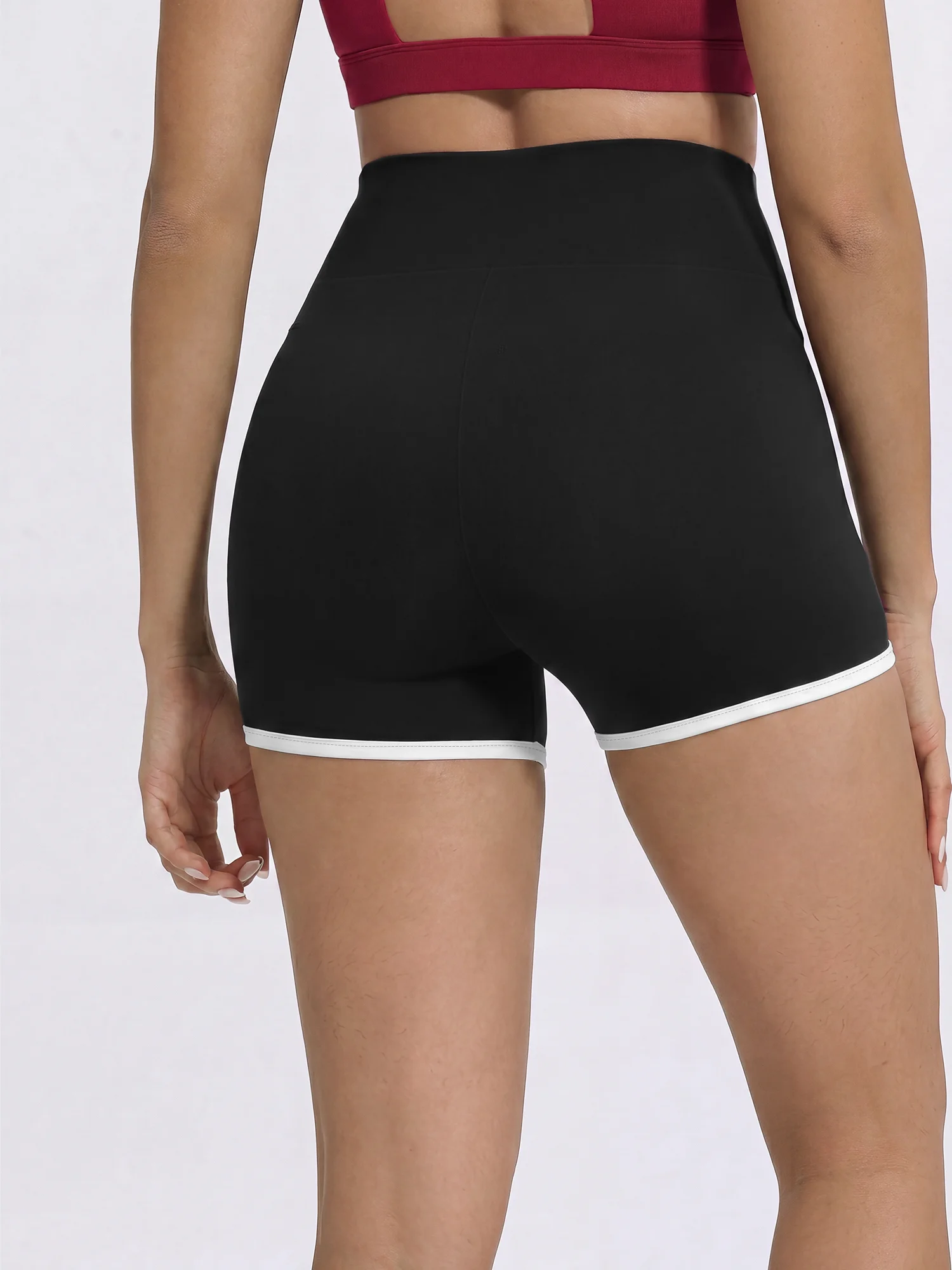 Versatile Contrast Binding Wrap Short Pants High Rise Soft Fabric Women Daily Shopping Outdoor Casual Slim Trousers