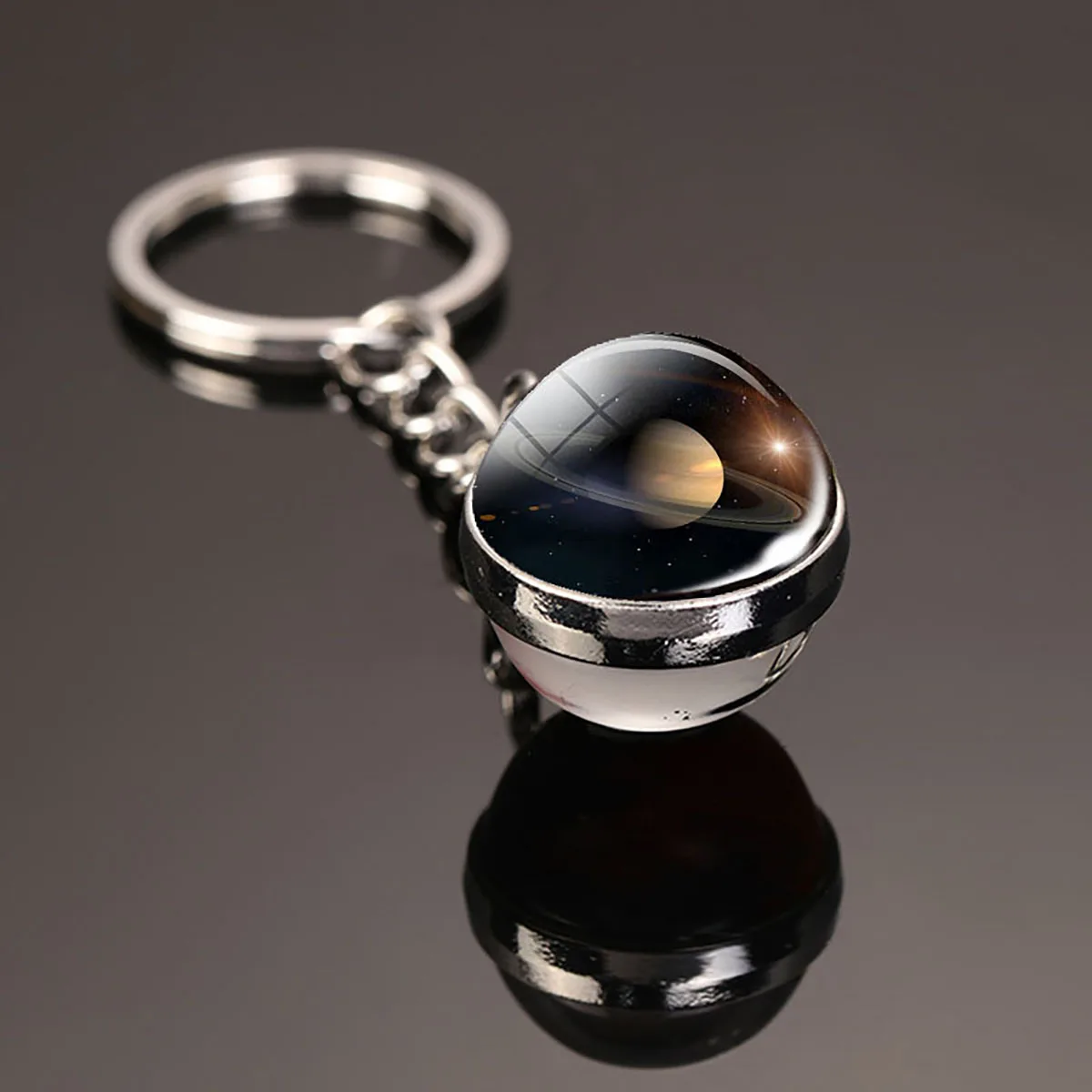 Leuchtender Universum-Stern-Schlüsselanhänger Sonnensystem-Erde-Anhänger Galaxie-Nebel Doppelseitiger Glaskugel-Schlüsselanhänger Charm-Accessoires – Detail 7