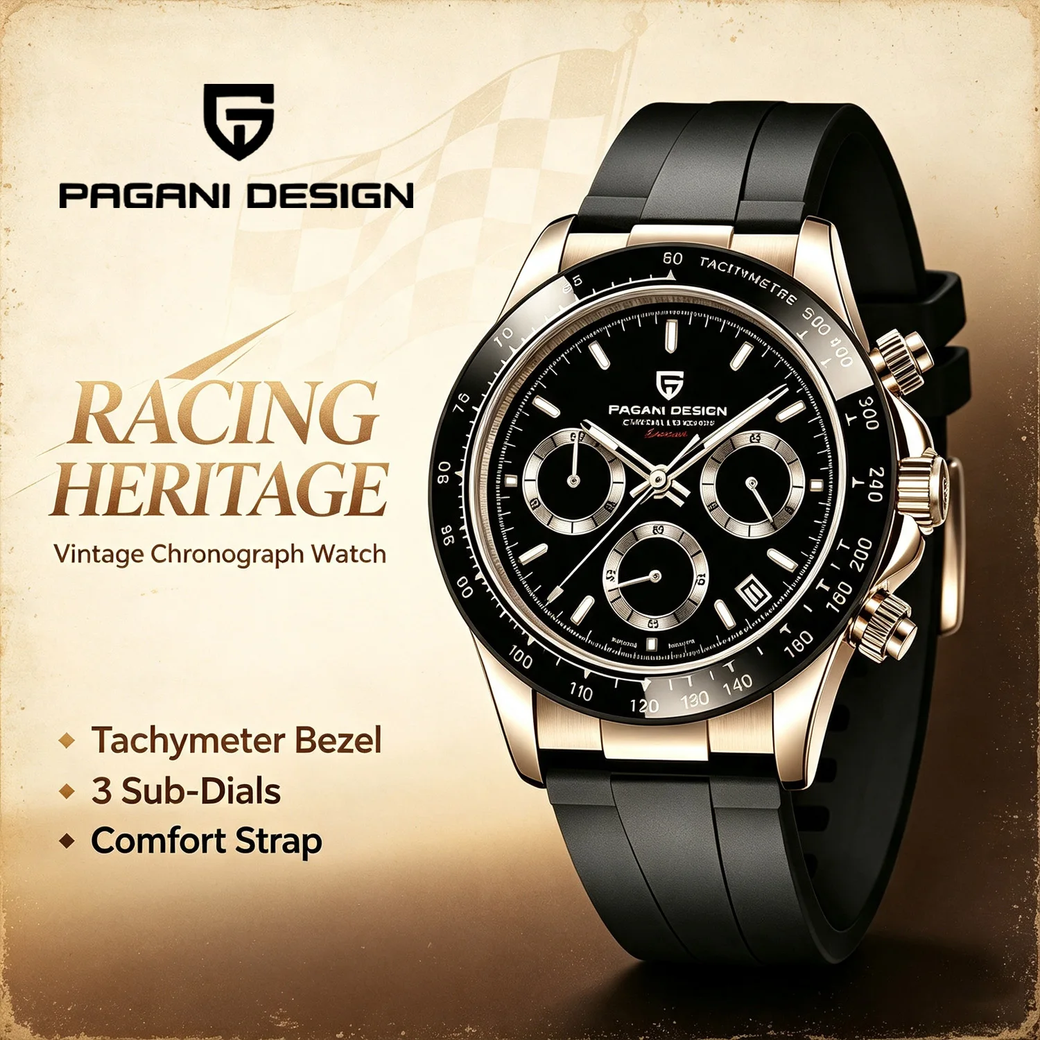 PAGANI DESIGN 2026 New Meteorite Dial Fashion Men Quartz Wristwatches Waterproof Sapphire Glass Chronograph Relogio Masculino