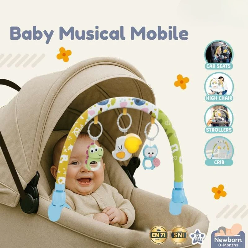 Baby Activity Arch Toy Bar for Stroller Bassinets Car Seat Adjustable Crib Hanging Toys Sensory Development Toys with Rattles