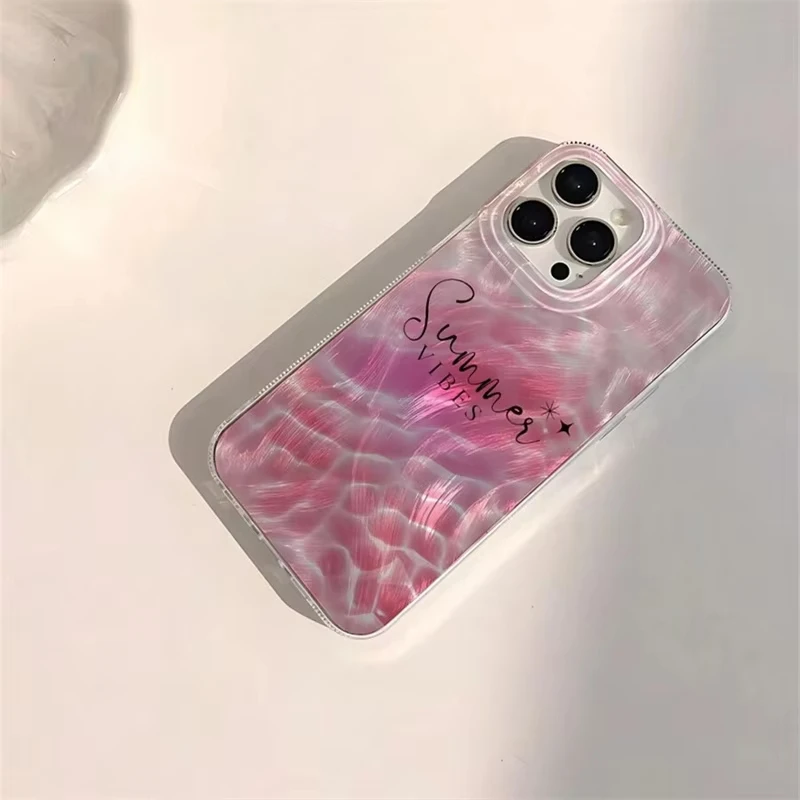 Funda estampada con ondas de agua rosa frescas de verano para Samsung Galaxy A55 A54 A15 A35S25 S24 S23 S22 Ultra S21 FE S20 cubierta trasera brillante