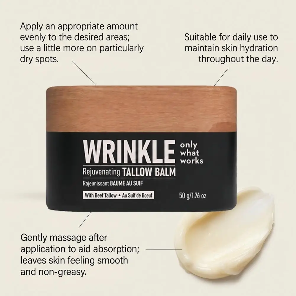 Rejuvenating Tallow Balm with Beef Tallow 50g – Face Cream Anti Wrinkle Face Moisturizer for Men Women, Hydrating Skin Care