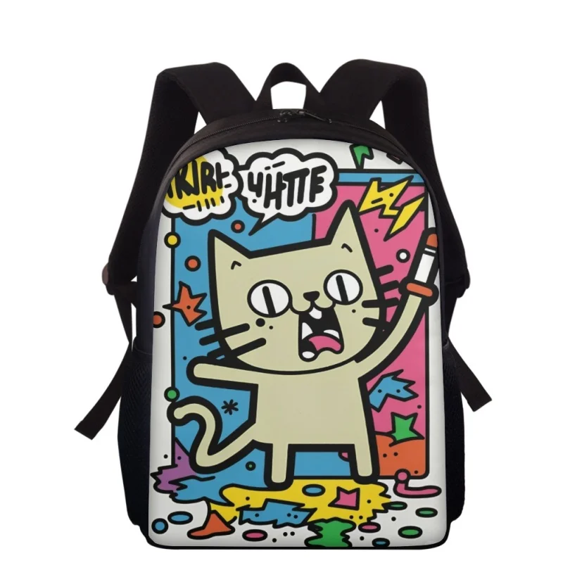 Mochila con estampado de ilustraciones de dibujos animados para niños, mochila escolar para adolescentes, bolsa de libros para estudiantes