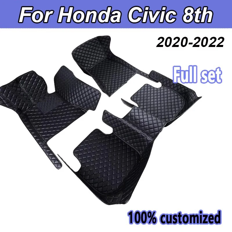 Custom Car Floor Mats For Honda Civic 8th Gen FA FD 2006~2011 2007 2008 2009 Luxury Durable Anti Dirty Leather Carpet