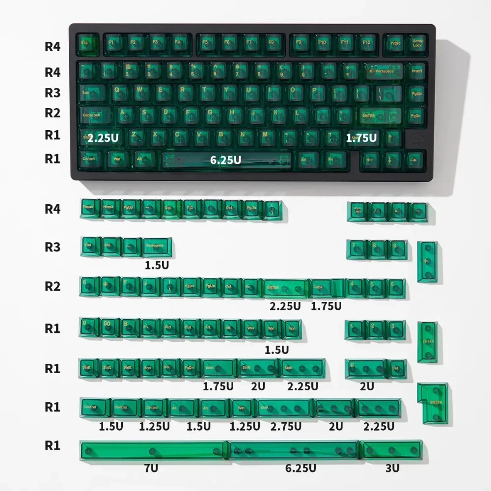 Imagem -06 - Abs Transferência uv Custom Keyboard Cap Transparente Cherry Perfil Key Cap Acessórios Teclado Mecânico Verde Esmeralda