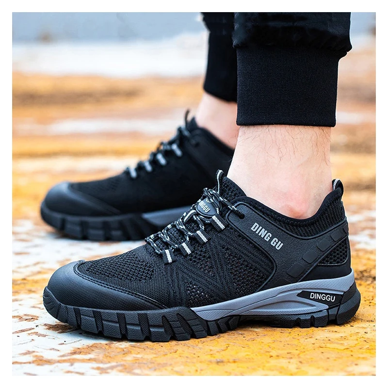 men's leisure steel toe covers safety shoes breathable summer working shoe hollow out worker sneakers tooling security boots man