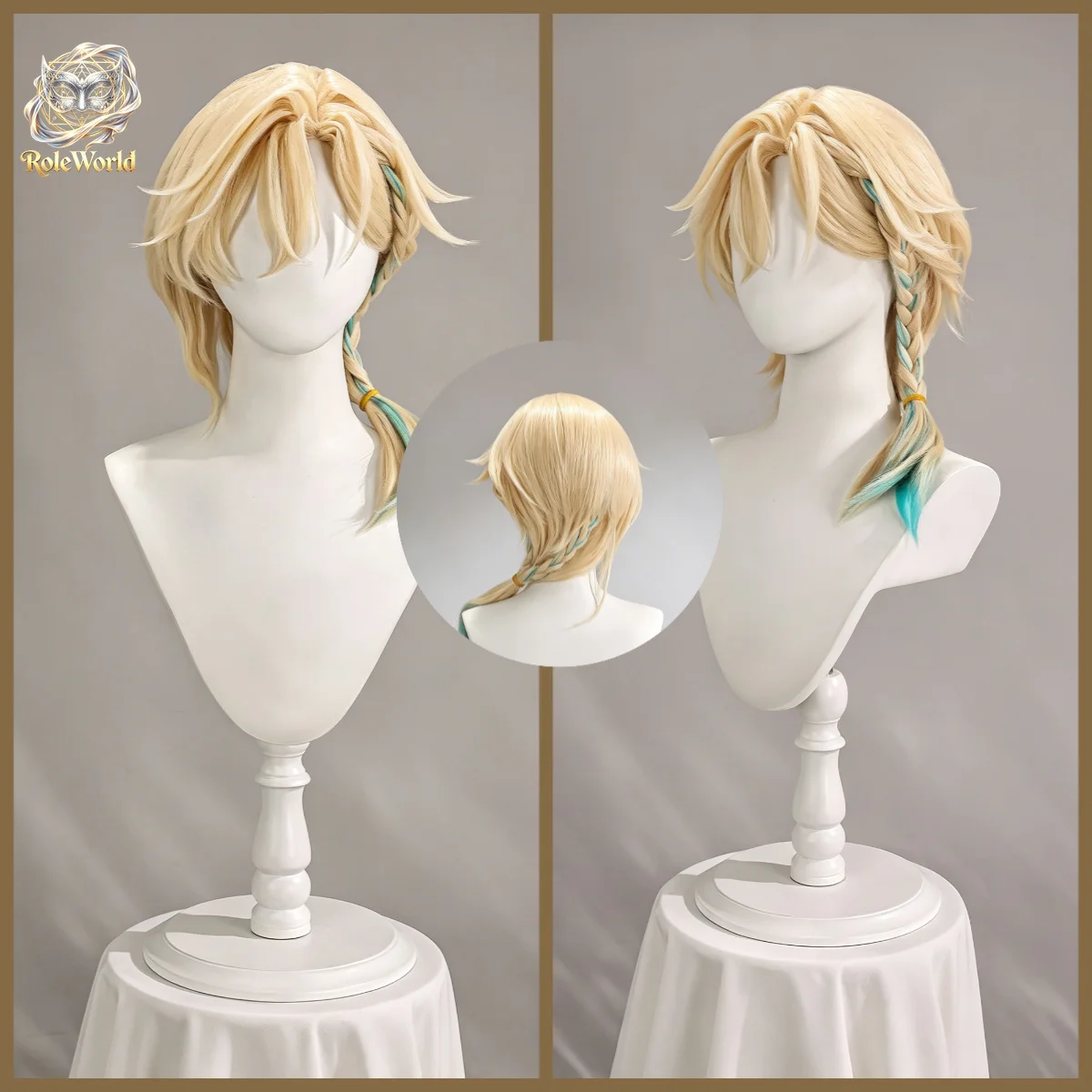 Honkai Star Rail Aventurine Wave Drama Ver Cosplay Wig With Hair Extensions Heat Resistant Hair For Halloween Comic Con Shooting view 2