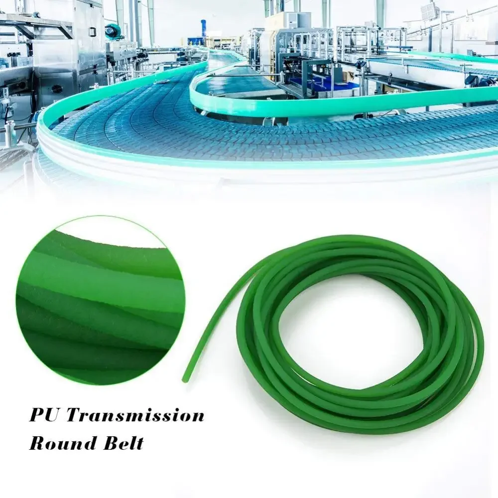 1pcs 5M 2-8mm Green PU Round Belt, Polyurethane Industrial Conveyor Drive Belt for Machinery & Transmission Systems