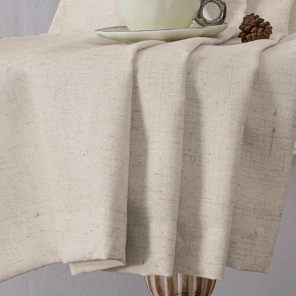 Linen Curtains 84 Inches for Living Room - 2 Panel Set, Neutral Modern Farmhouse Style, Light Filtering Privacy