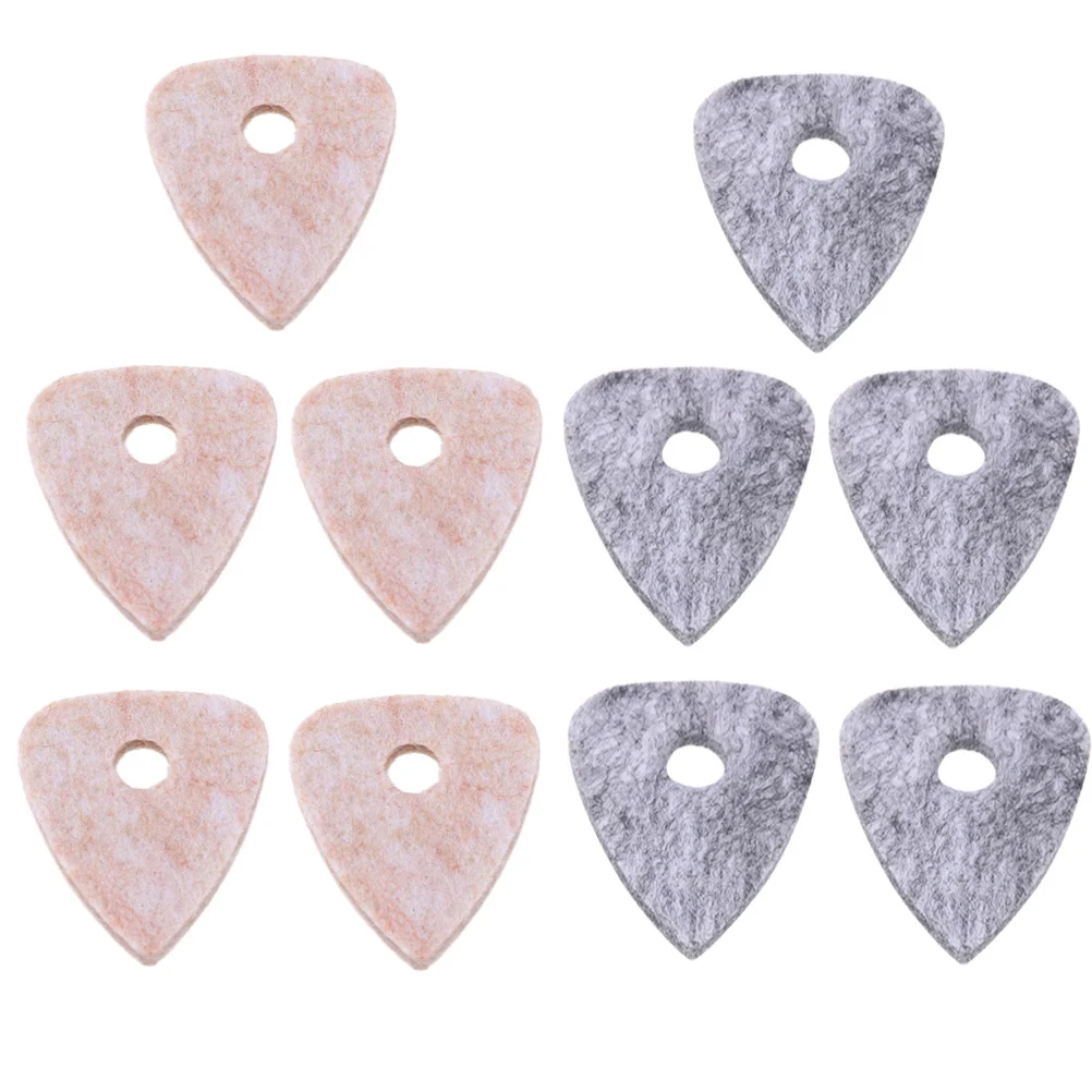 Púas de guitarra de fieltro de lana, instrumento de cuerda de nailon duradero, ukelele, bajo, púa, Color gris crema, 10 Uds.
