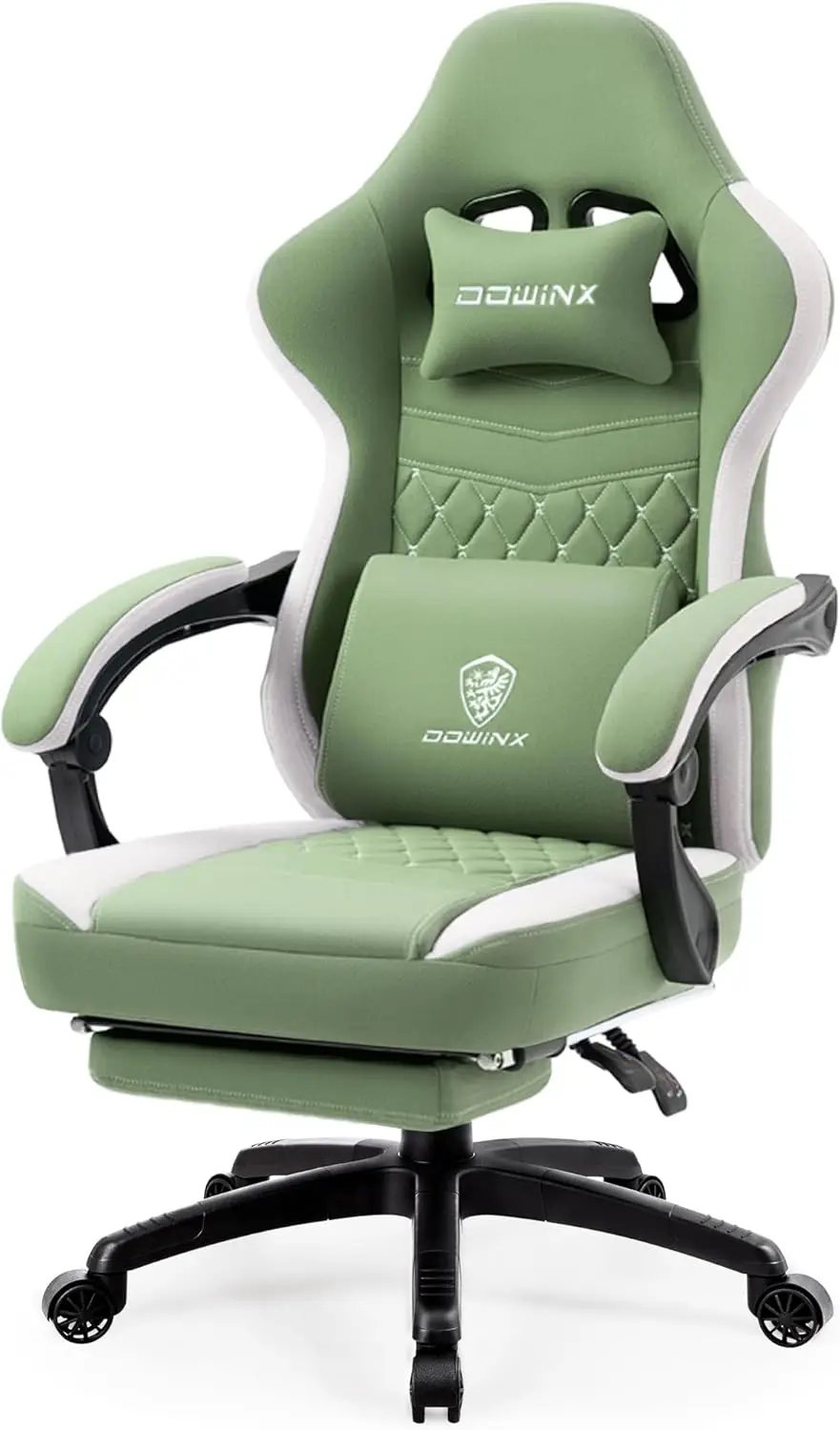 

Gaming Chair Breathable Fabric Game Chair with Gel Pad and Storage Bag, Comfortable Gamer Chair with Pocket Spring Cushion,Green