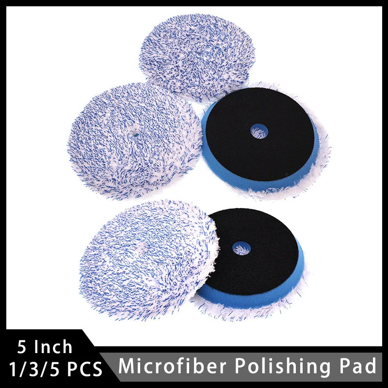 

5-дюймовая полировальная подушечка из микрофибры, 1/3/5 шт., полировальная подушечка на липучке для коррекции краски и автодетализации