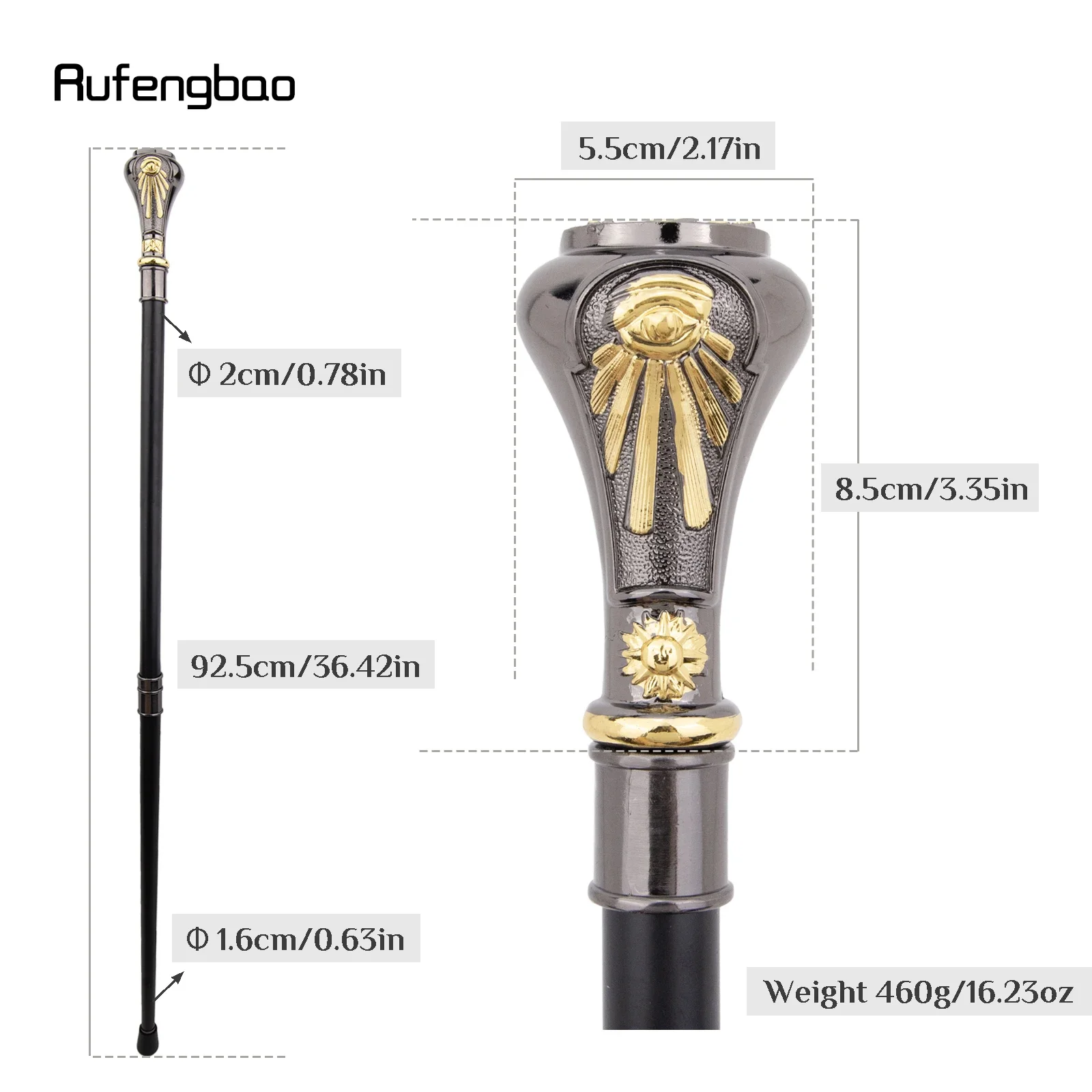 Golden Freemasonry Freemasons VG Totem  Cane Fashion Walking Stick  Crosier Knob Walking Stick 93cm  Performance Stage Cane