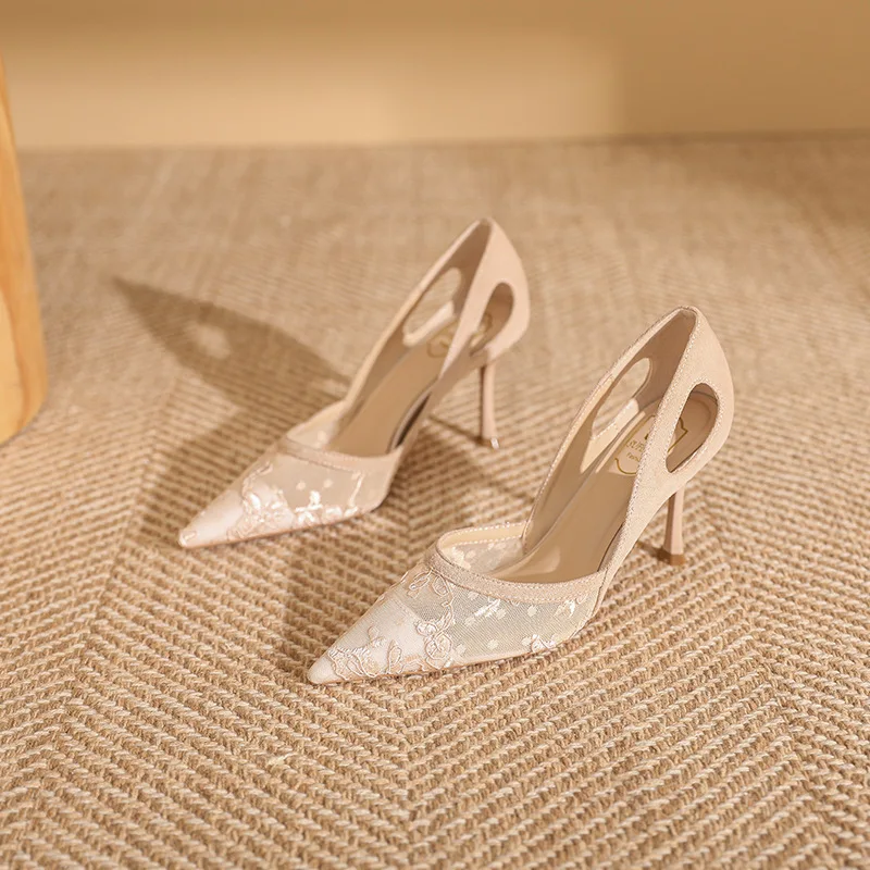 Модные женские туфли на одинарном каблуке с острым носком, новинка 2025 года, стильные женские туфли на высоком каблуке с низким вырезом на тонком каблуке