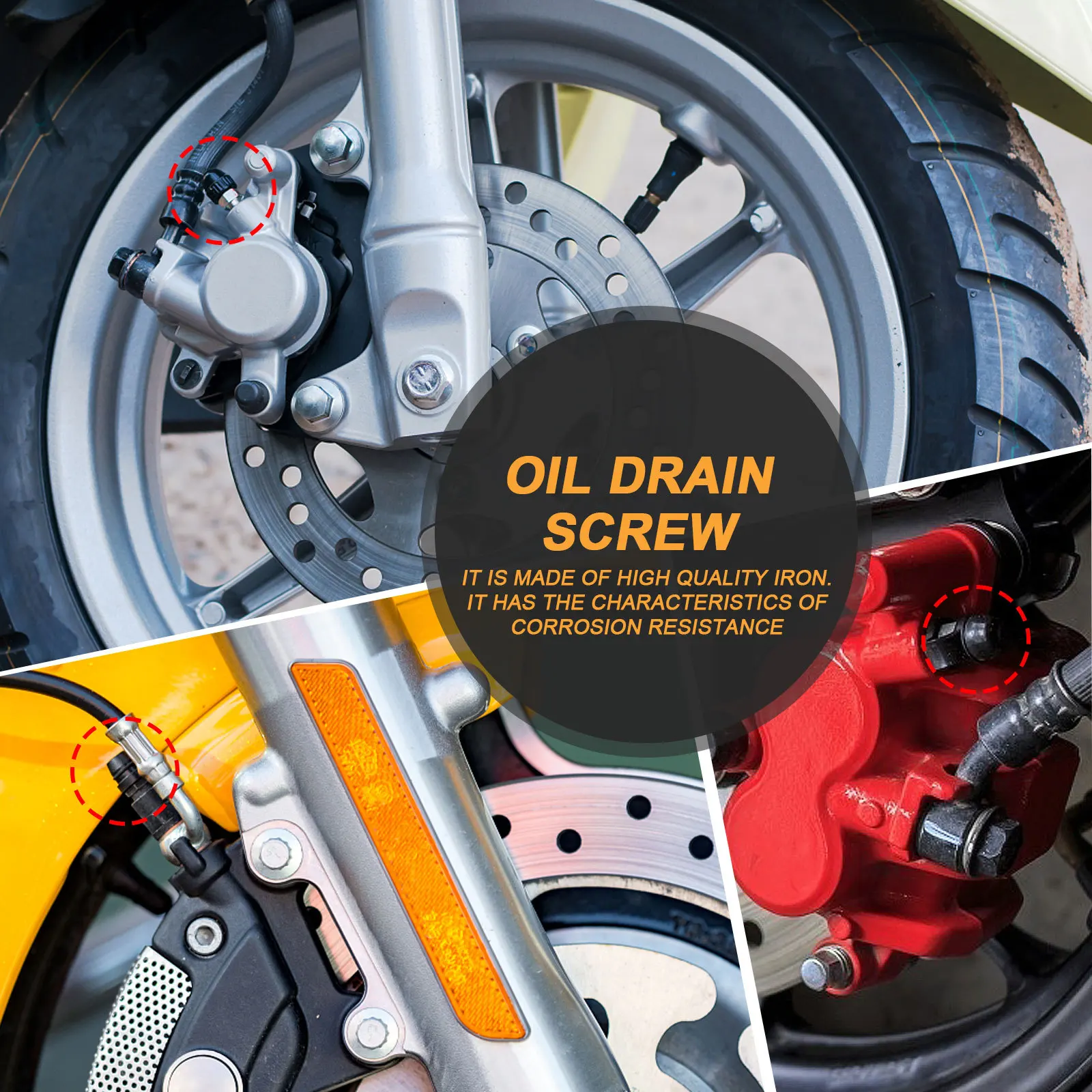 

4Sets Motorcycle Brake Pump Bleed Screws Nipples Dust Caps Front Rear Caliper Bleed Screw Caps Bleeder Screw with Cap