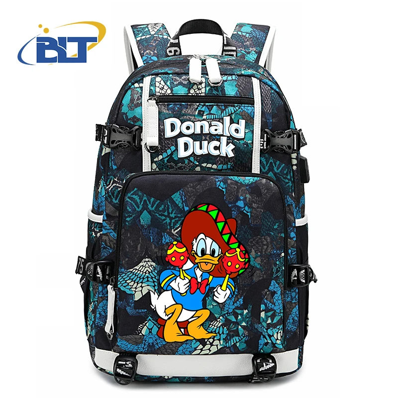 Disney Donald Duck Printed Student Schoolbag Casual Backpack Youth Large Capacity Travel Bag