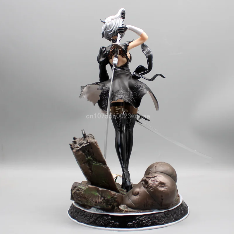 Nier Automata Figures Yorha No.2 Figure 33cm Pvc 2B Statue 2 Heads Action Figurine Collection Cars Ornament Hot Girls GK Gifts