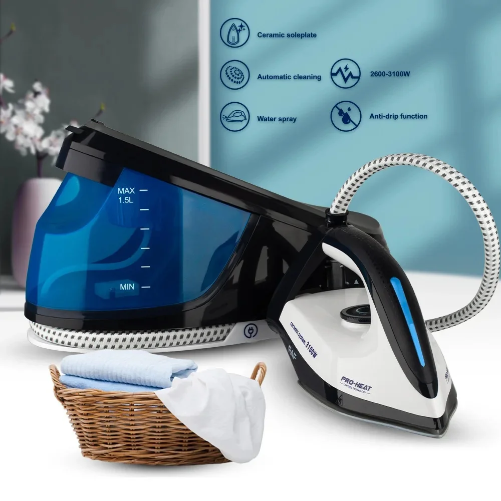 Pressure Steam Iron Household High Power 3100W Electric Iron with 1.5L Removable Water Tank and Automatic Shutoff Function