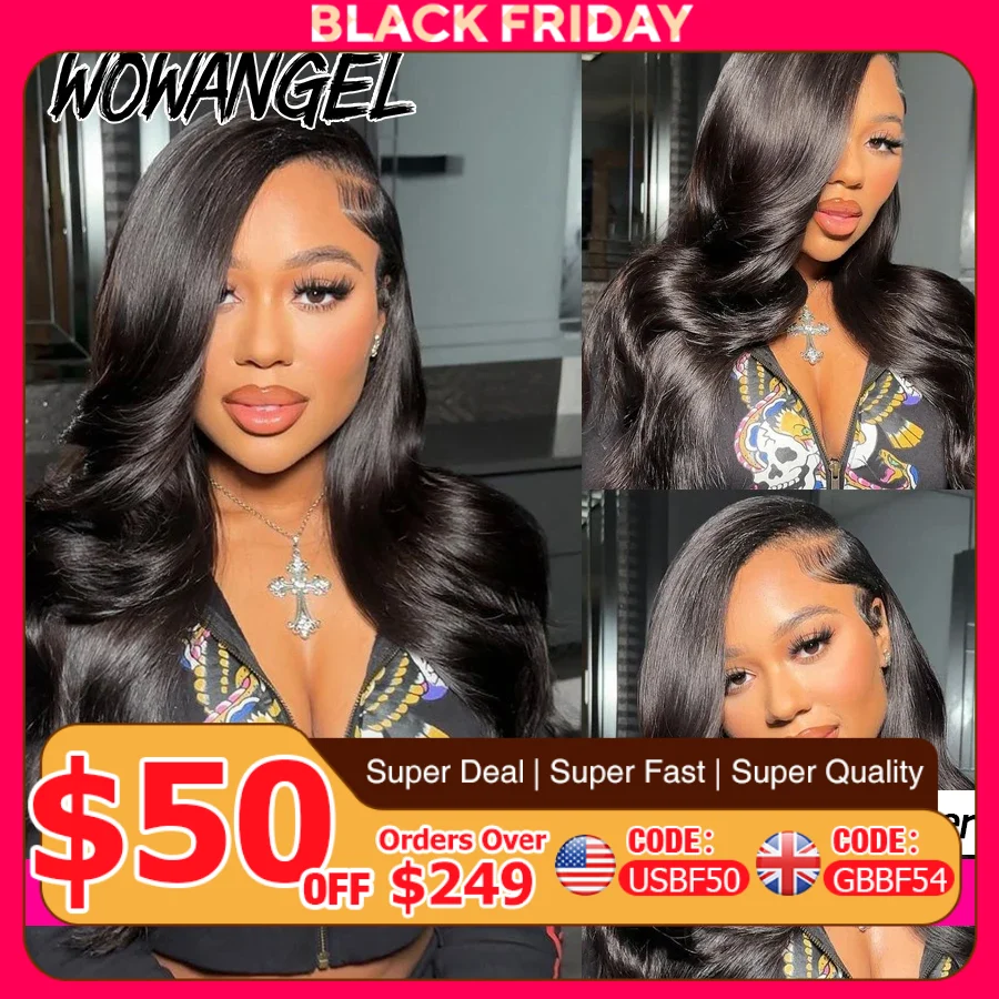 

WowAngel 250% Upgraded 13x6 HD Lace Front Human Hair Wigs Body Wave Glueless Wig Melt Skins Pre Plucked Brazilian Hair For Woman