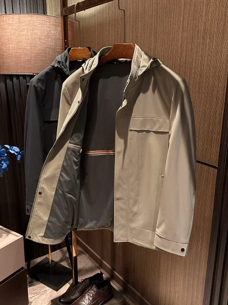 

Simple Sli Pure Color Men's Jaet Outerwear Busin Casual Spring New Arrival Polyester Fabric Long Sve Zipper Closure