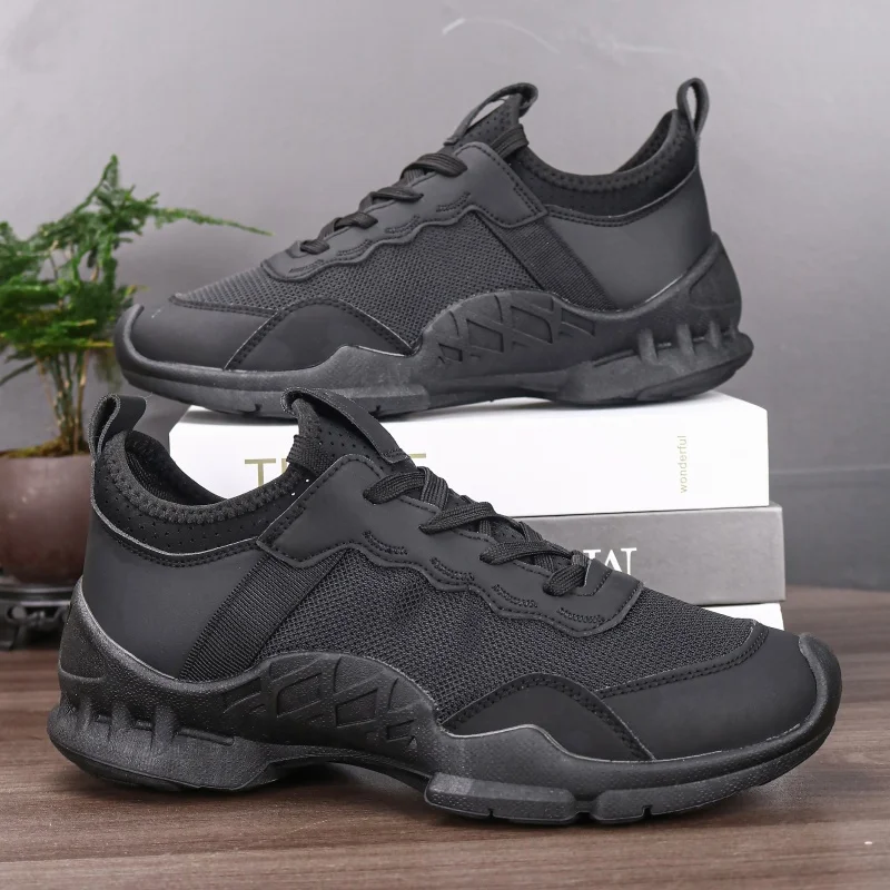 

2025 New Comfortable Height Increasing Shoes Men's Classic Sports Shoes Durable Black Flat Mesh Shoes Casual Walking Size 39-44