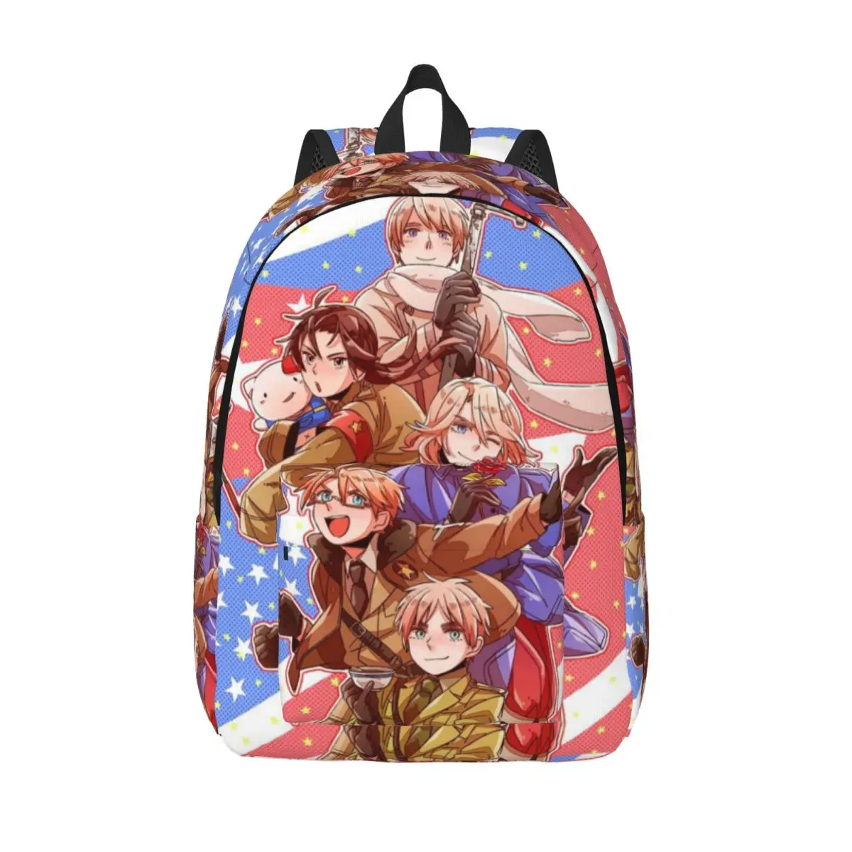 

Hetalia World Stars повседневный рюкзак с карманом для средней школы, пешего туризма, путешествий, рюкзак для мужчин и женщин, сумка через плечо для колледжа