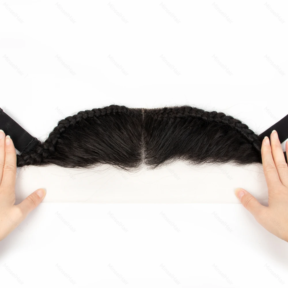 編み込みレースフロント 13x4 人毛 8-10 インチ レミーヘアピース 180% 密度 ミドルパート 着用しやすい 調節可能なストラップ付き