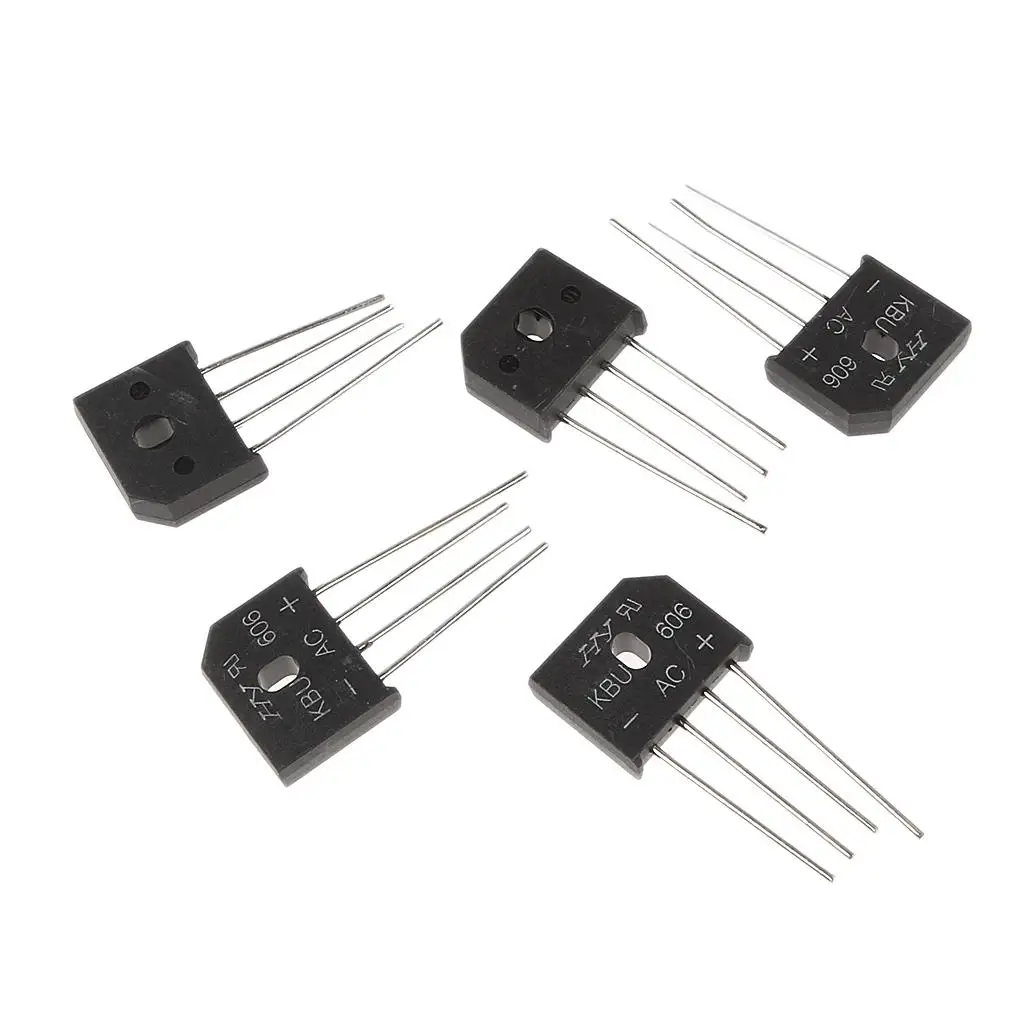 5 Pieces PCB 60V Full Single Phase Bridge Rectifiers GBU606 4 Pins