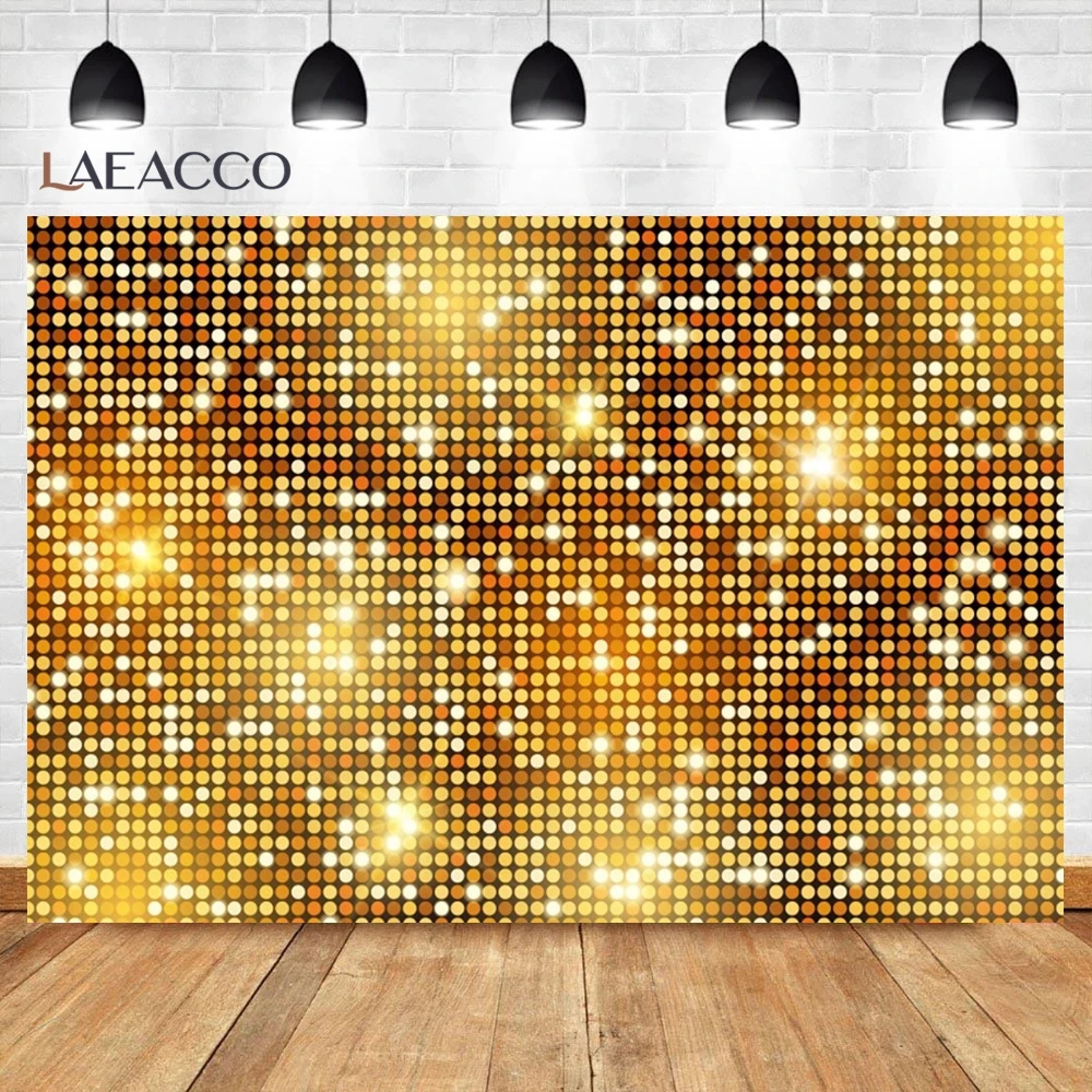 Laeacco Golden Glitters Photo Backdrops Birthday Party Banner Decoration Portrait Name Customize Photography Background Blue Red