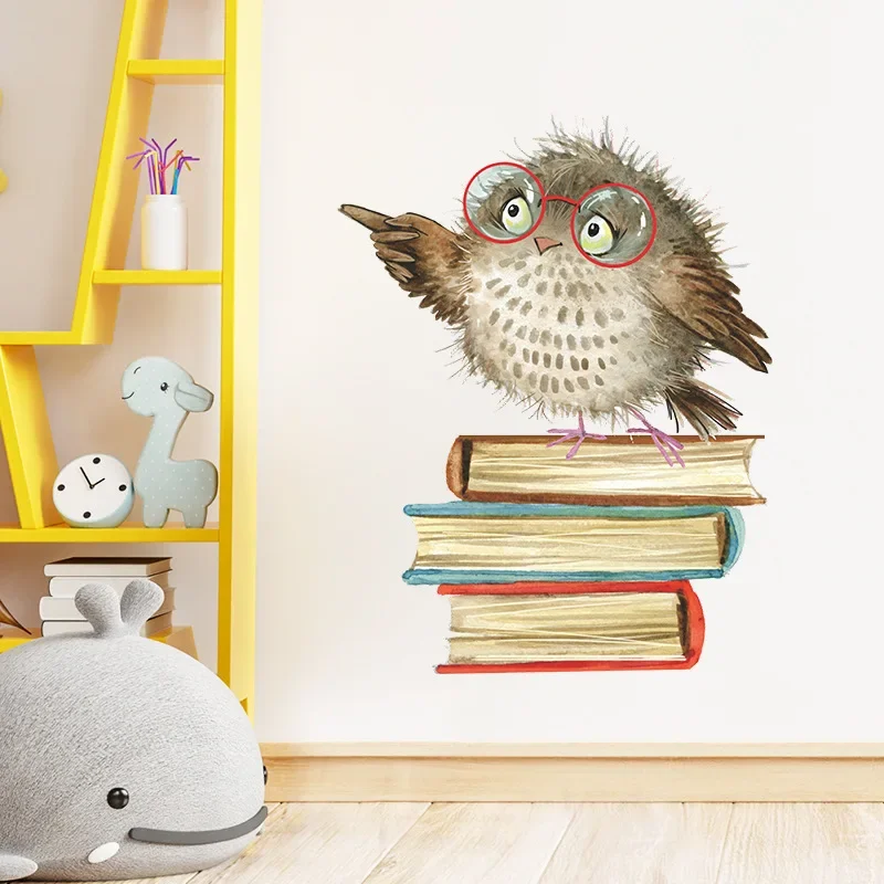 Owl Bird Love Learning Book Wall Decor Removable Library Furniture Decoration Reading Wall Stickers Room Wallpaper For Kid Decor