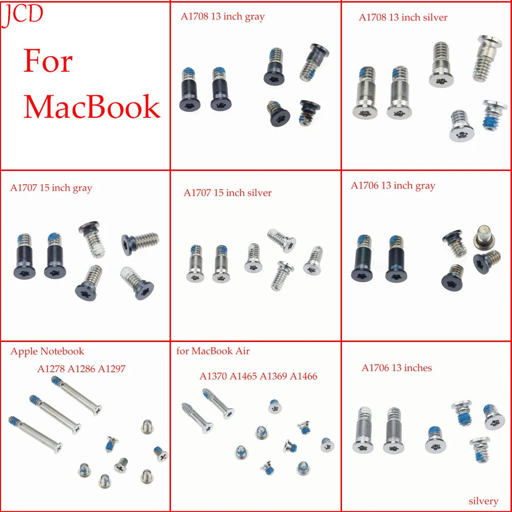

1Set 13 "15" 17 "Rear Cover Screw For Macbook Computer A1278 A1465 A1398 A1369 A150A 1706 A1707 A1708 A1297 Bottom Cover Screws
