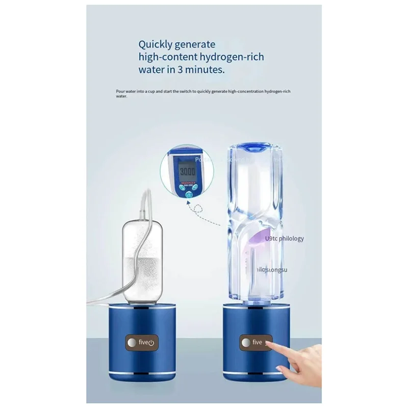

Hydrogen Alkaline Water Maker Hydrogen-Rich Water Cup USB Rechargeable Water Ionizer Bottle Antioxidant ORP (B)