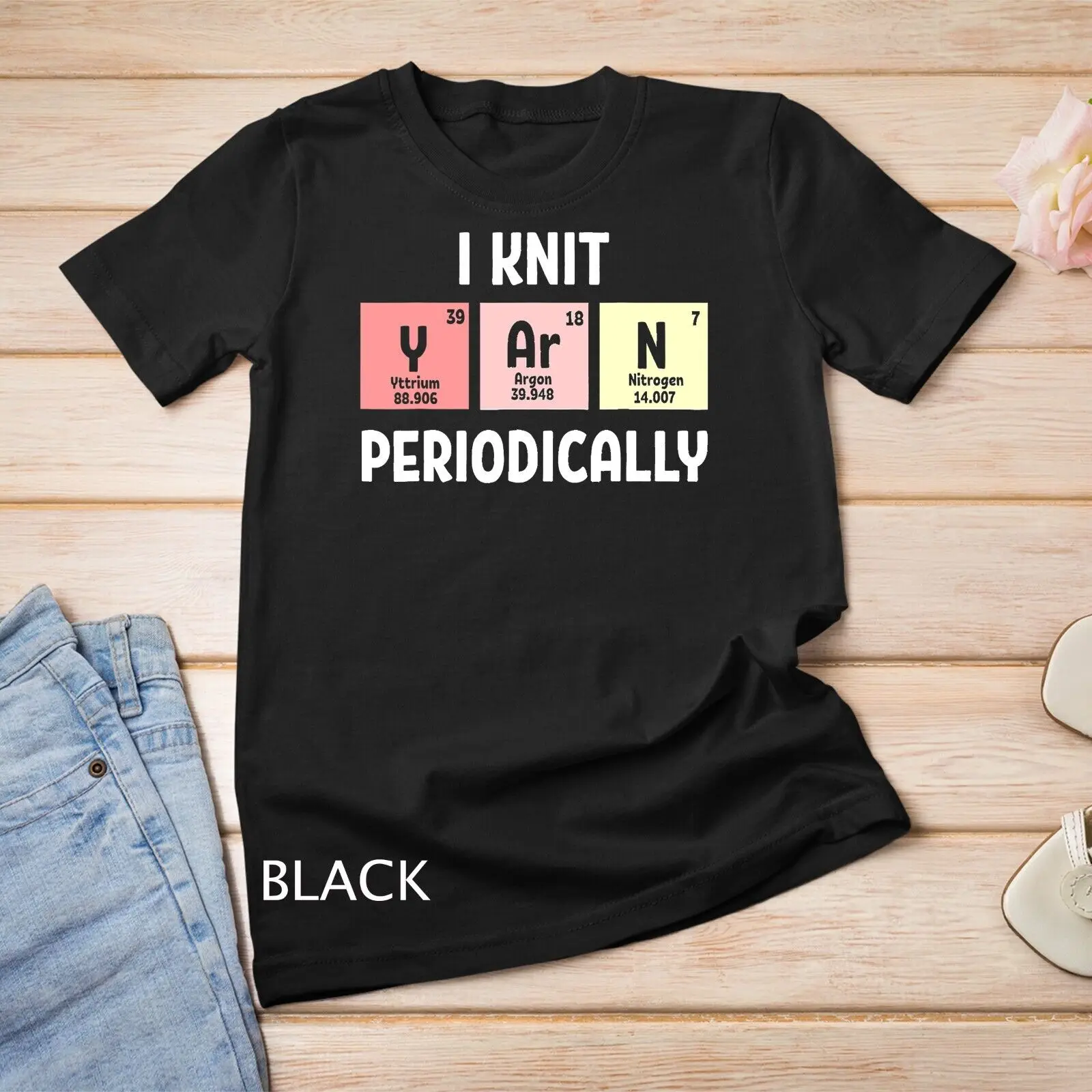 Funny Scientist Knitting I Knit Yarn t-shirt all'uncinetto periodica t-shirt Unisex