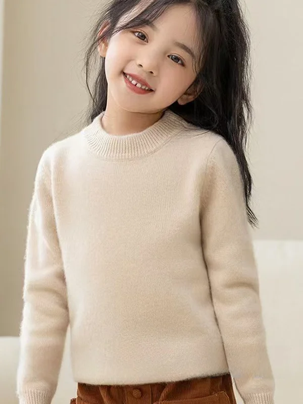 

Thiened Long Sve Knitted Sweater f High Collar Woolen Base Layer irt for Boys Children's Warmth Winter Clothes