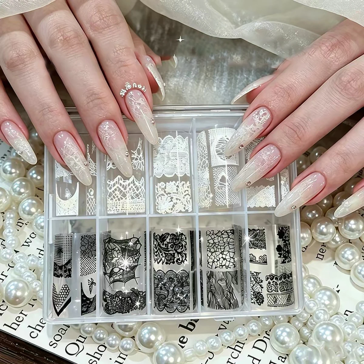10 Rollen/Box Rosenblüten-Nagelfolien Multiflora Transferpapier Aufkleber Nagelkunst-Sticker Blumenmuster DIY Maniküre Nageldekoration – Detail 12