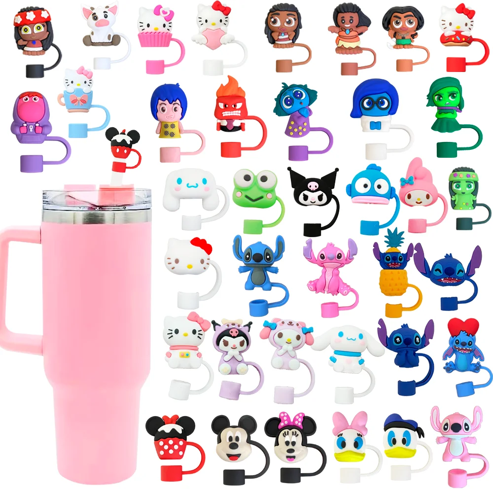 

MINISO Sanrio Straw Cover Cap for Stanley Cup 10mm Silicone Straw Tips Lids Reusable Dust-Proof Straw Topper for Party Decor