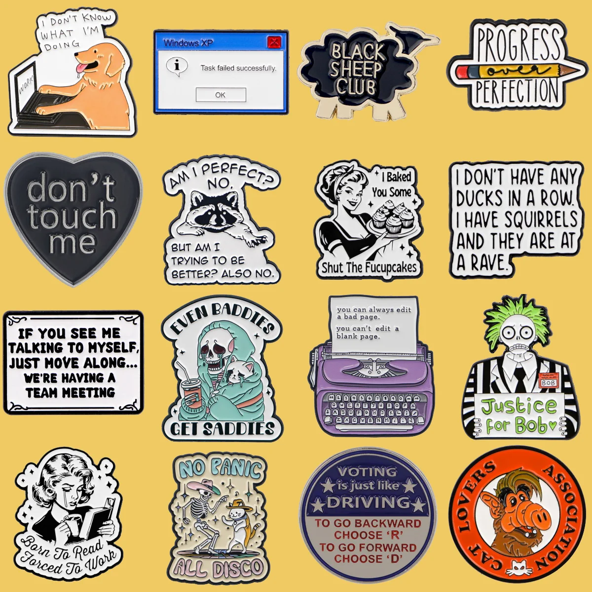 Feminist Quotes Enamel Pin Cartoon Dog Brooches For Women Collar Lapel Pin Backpack Bags Badges Party Gifts Clothing Accessories