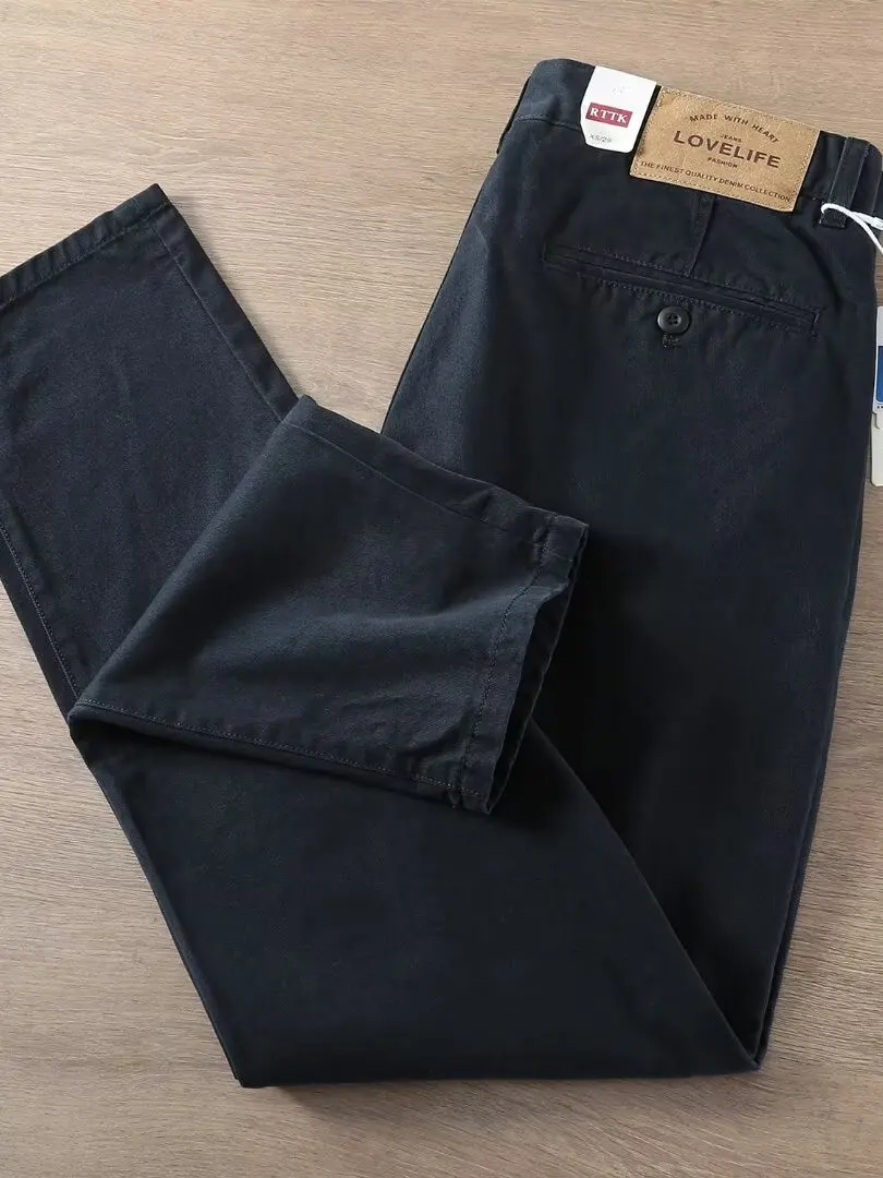American Style Heavy Duty Work Pants Men's Autumn Washed Pure Cotton Straight Leg Casual Trousers Wear Resistant Commute Khak...