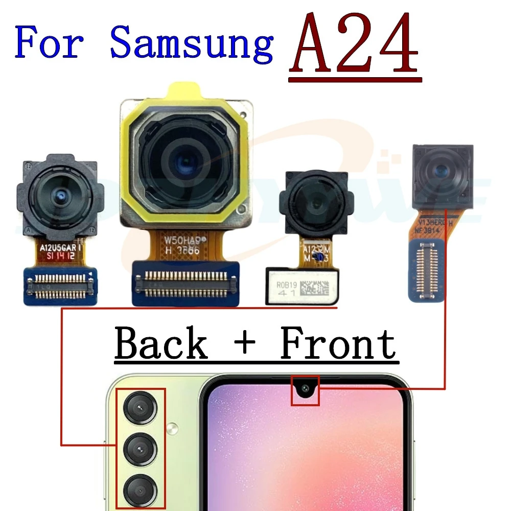 Câmera traseira traseira para samsung galaxy a24 a245f a34 a346b a346e módulo de câmera frontal selfie vista traseira peças de reposição