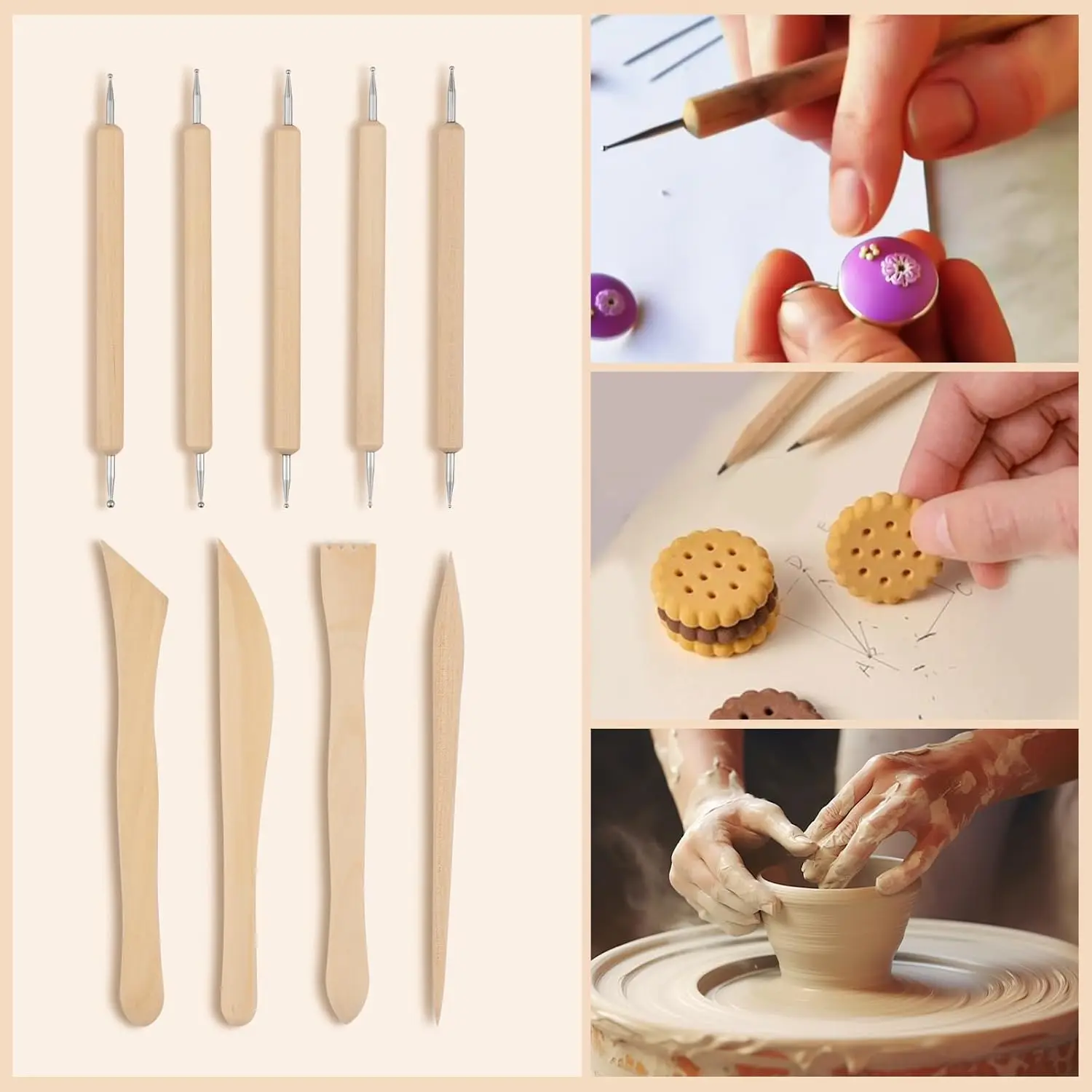 DIY Ceramics Clay Sculpture Polymer tool set Beginner's Multi-tools Craft Sculpting Pottery Modeling Carving Smoothing Wax Kit