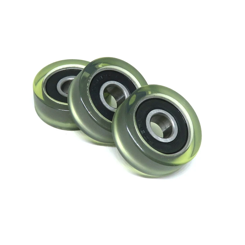 5pcs 8x28x10 PU Coated Roller With 608RS Bearing PU60828-10 OD 28mm Urethane Soft Rubber Covered Wheel Pulleys 8*28*10