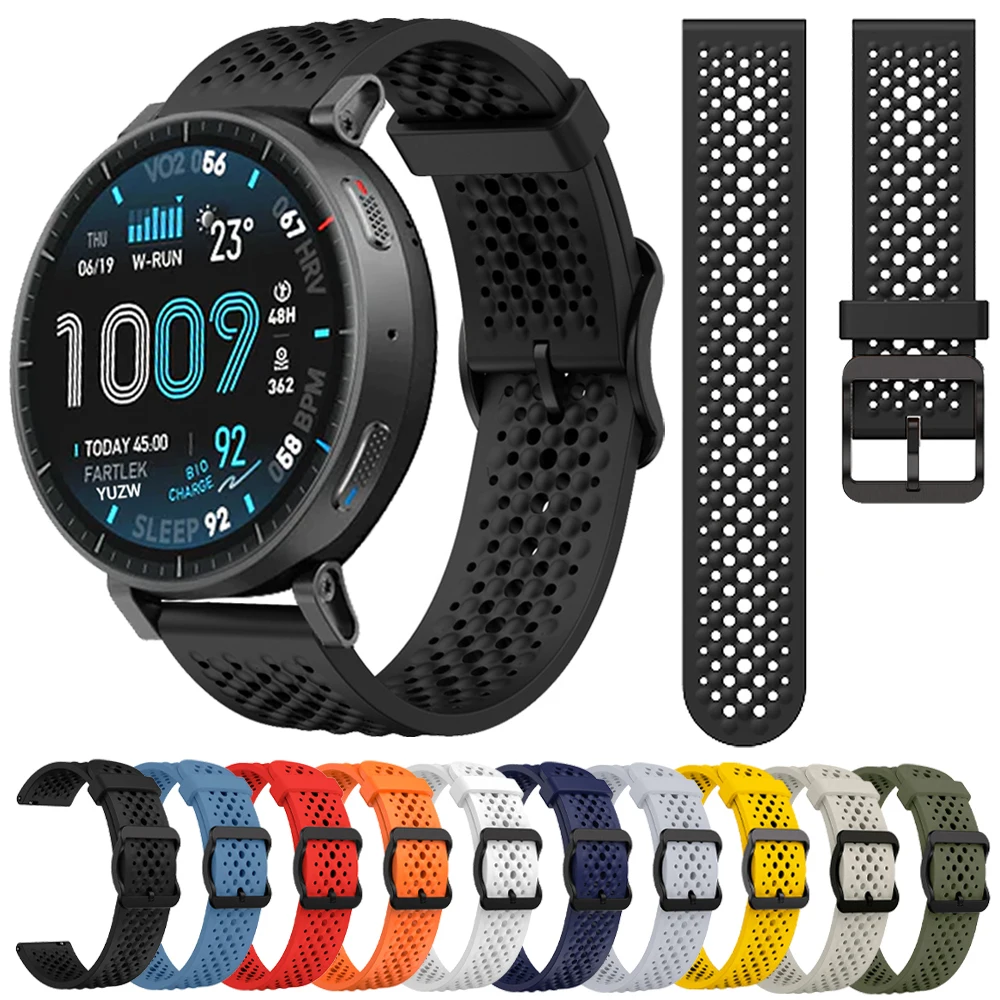 Bracelet de sport respirant pour montre Huami Amazfit Active Max 48 mm, bracelet de 22 mm pour Amazfit BALANCE 2 BIP 6 5 UNITY, bracelets en silicone