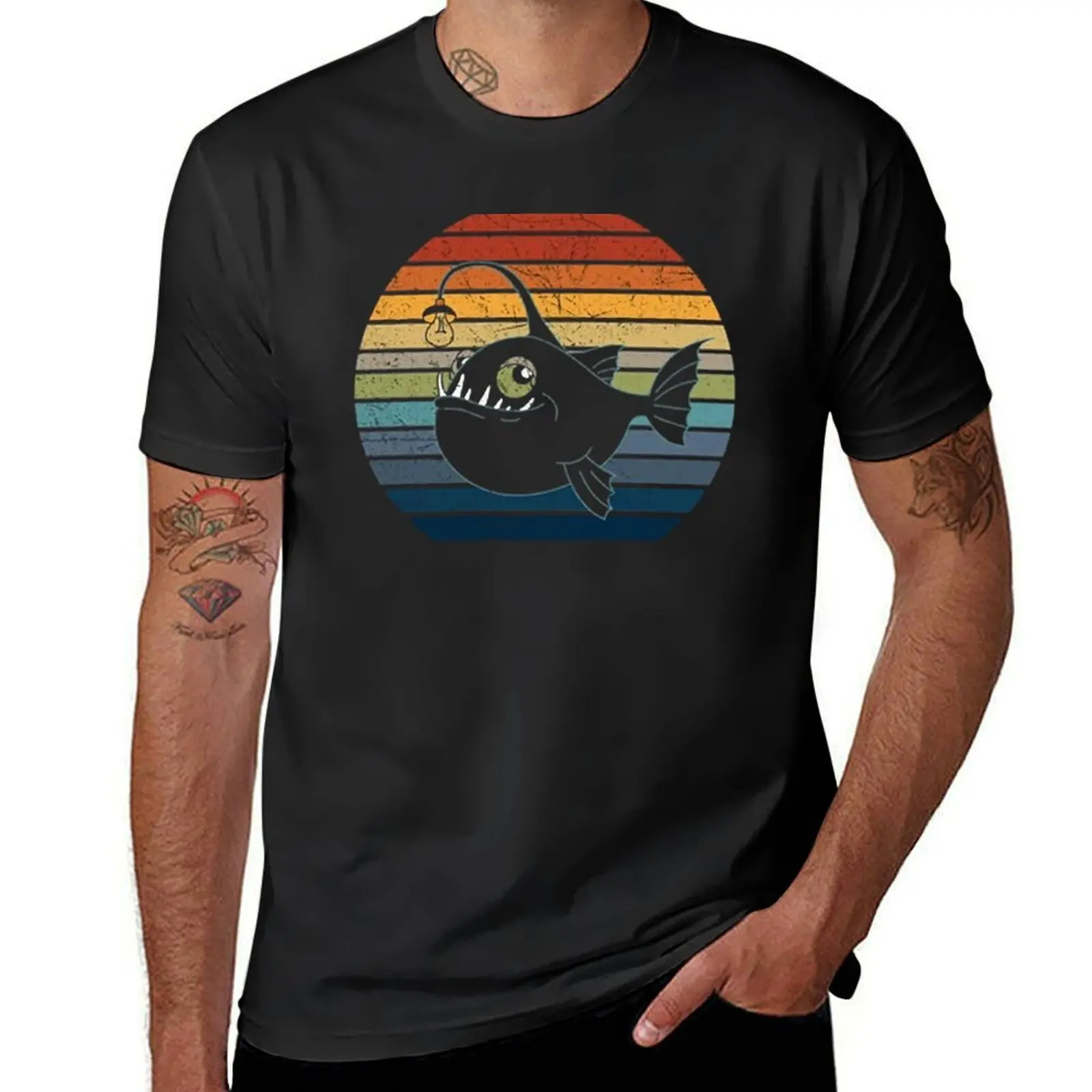 

Retro Anglerfish Shirt Essential T-Shirt heavyweights Short sleeve tee black t-shirts for men