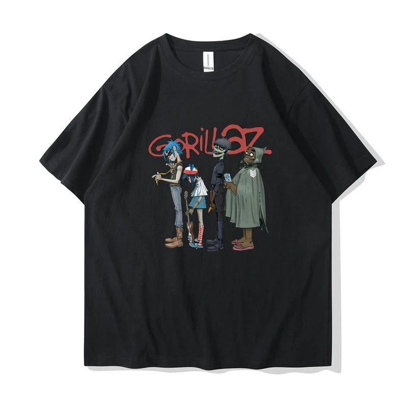 Camiseta de verano para hombre y mujer con motivos de Gorillaz, un grupo de música punk rock. Camiseta de cuello redondo, de estilo informal y cómoda.