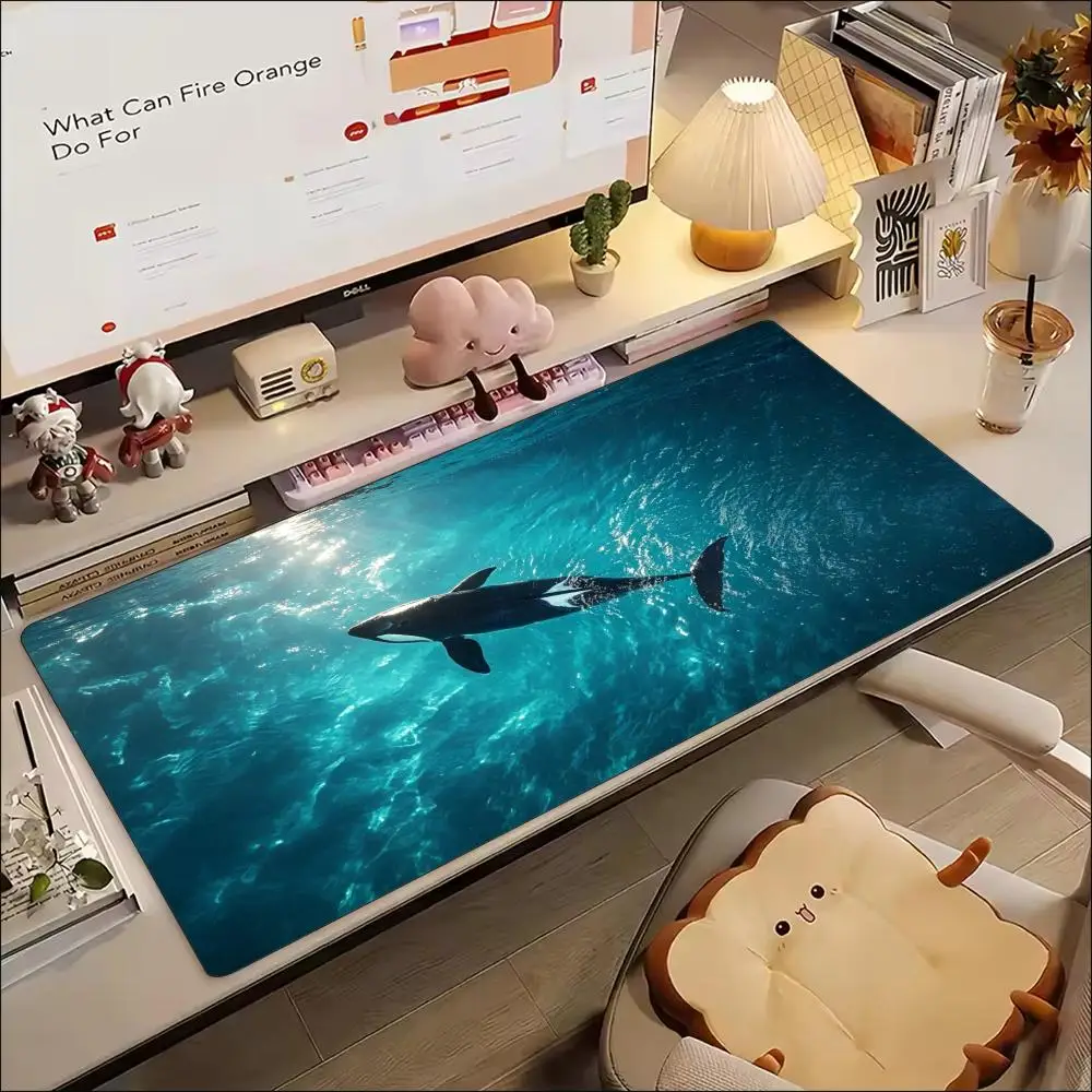 Orca Killer Whale Mouse Pad Non Slip Rubber Desk Mat Stitched Edge Keyboard Playmat For Laptop Computer Game Home Gaming Work