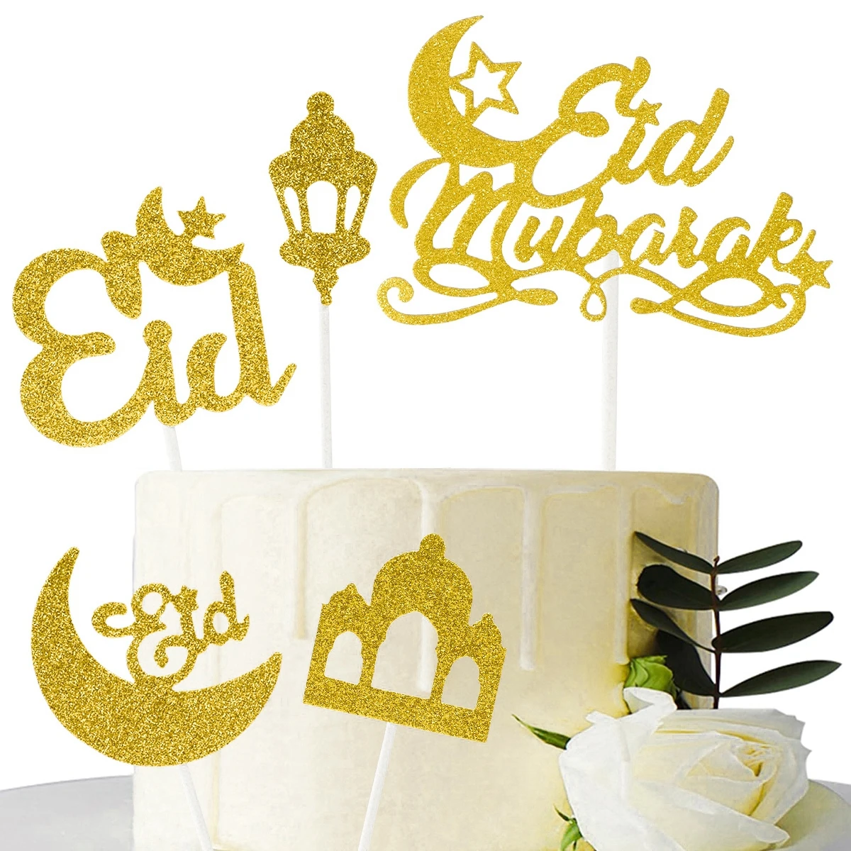 Eid Mubarak Cake Topper Ramadan Decoration 2025 for Home Cake Insert Ramadan Kareem Islamic Muslim Party Eid Al Adha Gifts