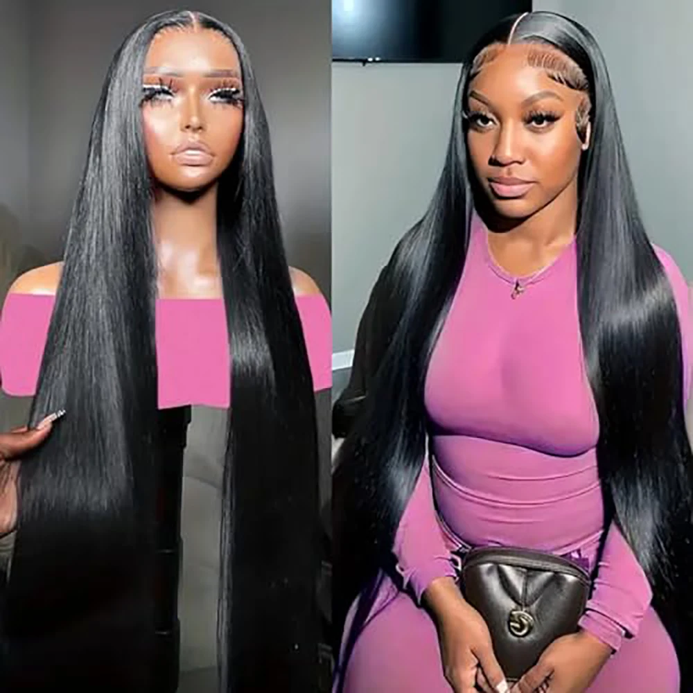 13x4 HD Transparent Lace Front Wig Pre Plucked Wig with Baby Hair 34 36 Inch Straight Lace Front Wig Human Hair Wigs For Women